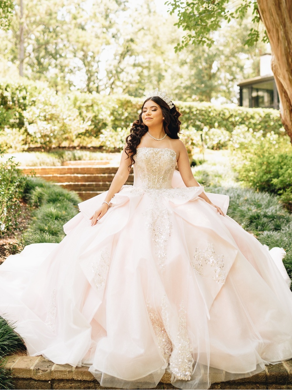 Elegant Strapless Pink Ball Gown Dress